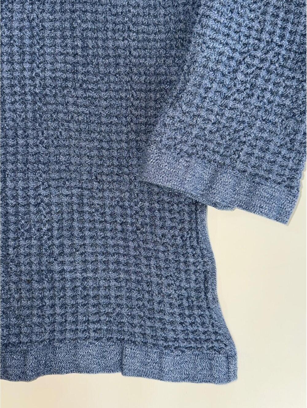 ONSEN 2 pc Supima Cotton Waffle Hand Towels Denim Blue 16" x 28" Texture RARE